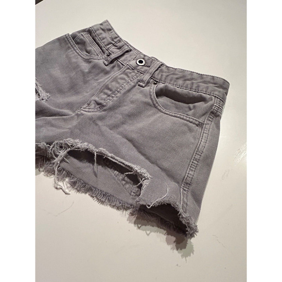 Free People Women's Cut Off Jean Shorts Light Grey Distressed Super Short 24 xs - Picture 5 of 8